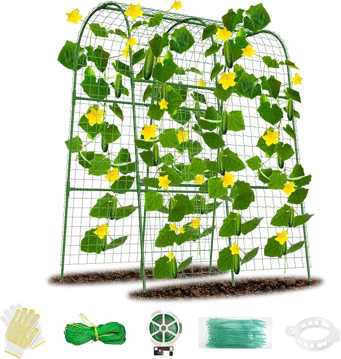Cucumber Trellis for Raised Bed 32" L x 48" H, U-Shape Garden Trellis for by Erinaik
