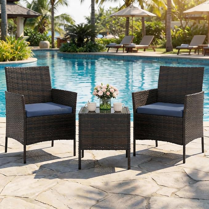 GAOMON 3-Piece Patio Furniture Set, Modern PE Rattan Conversation Set - Image 3