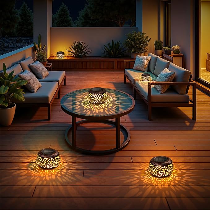 Solar Lanterns Outdoor Waterproof, 4 Pack Flower Petal Solar Garden Lights - Image 5