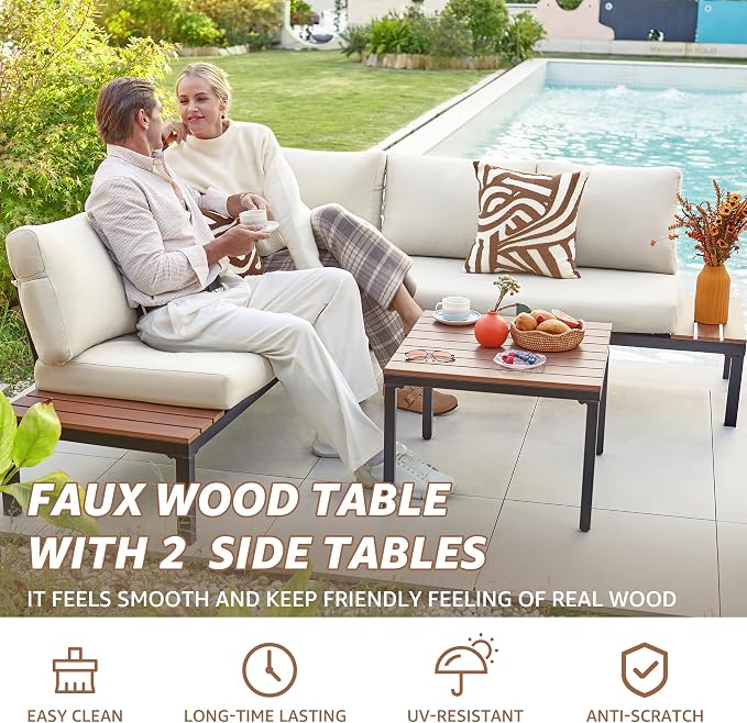 NATURAL EXPRESSIONS Outdoor Furniture Set, L Shape Patio Sectional, Metal - Image 6