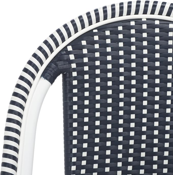 SAFAVIEH Outdoor Collection Torino Navy & White Parisian Bistro Chair Set of 2 - Image 6