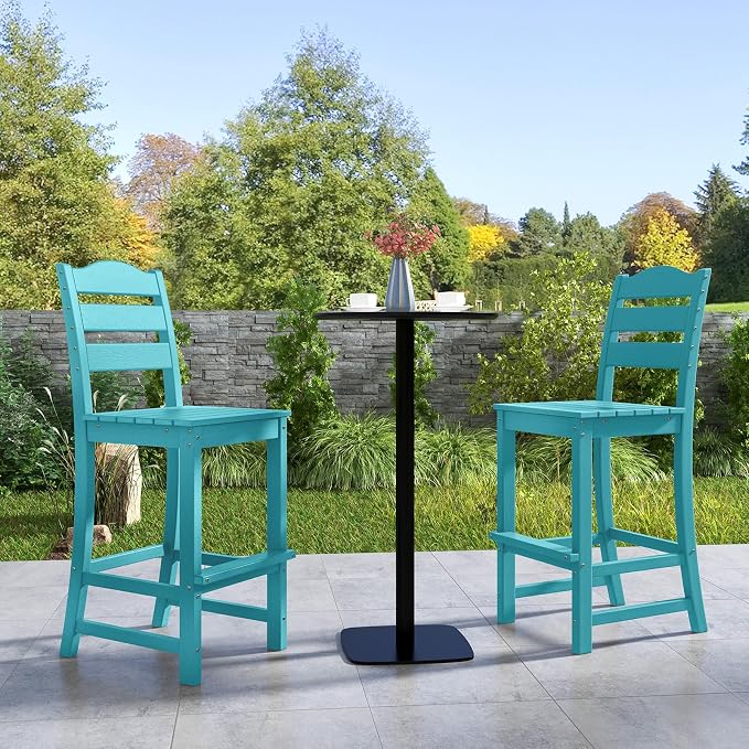 Giantex Outdoor HDPE Bar Stool, Patio Tall Bar Chair - Image 9