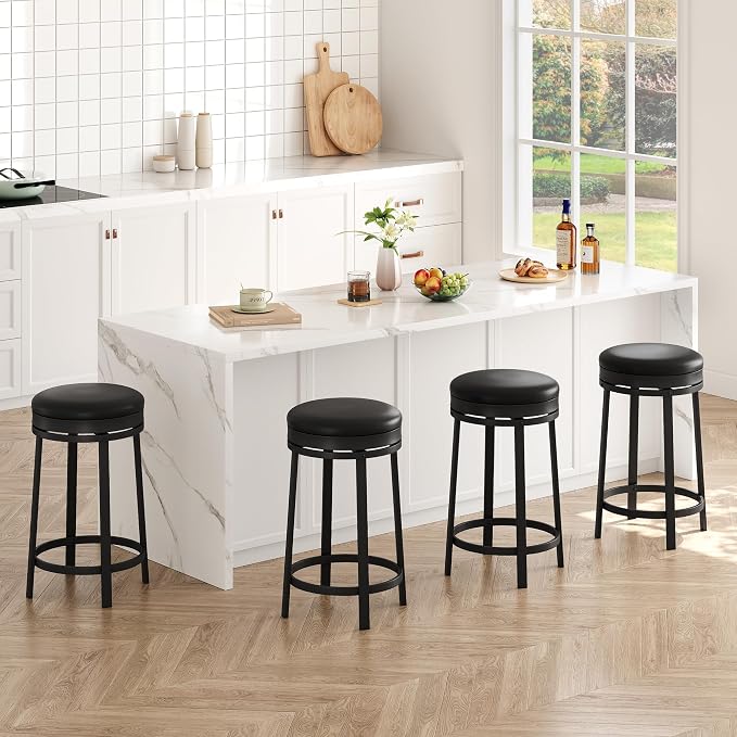 IDEALHOUSE 24'' Swivel Bar Stools Set of 4 - Image 3