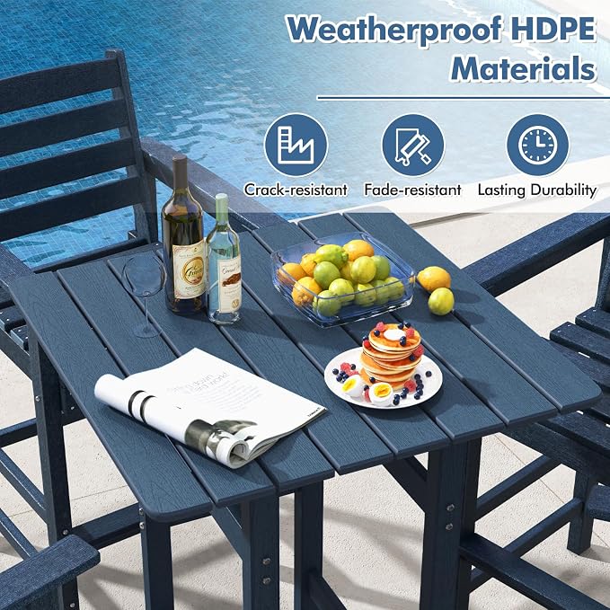Giantex 42" Height Outdoor Tall Bar Table, HDPE Square Pub Tables - Image 5