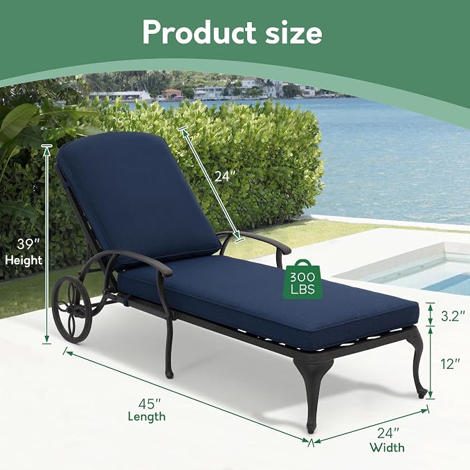 Chaise Lounge Chair Outdoor- Set of 2 Patio Pool Chairs Tanning Lounges - Image 2