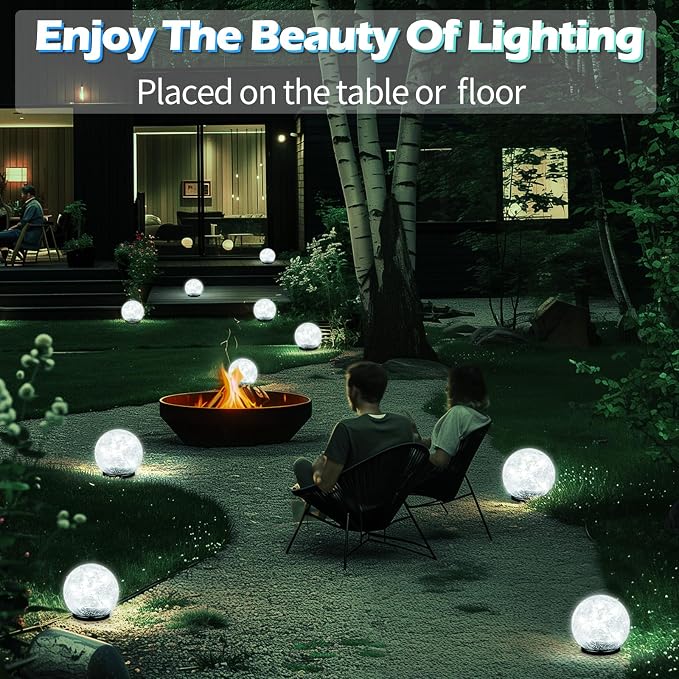 Coroor Garden Solar Ball Lights Outdoor Waterproof, 50 LED Cracked Glass Globe - Image 6