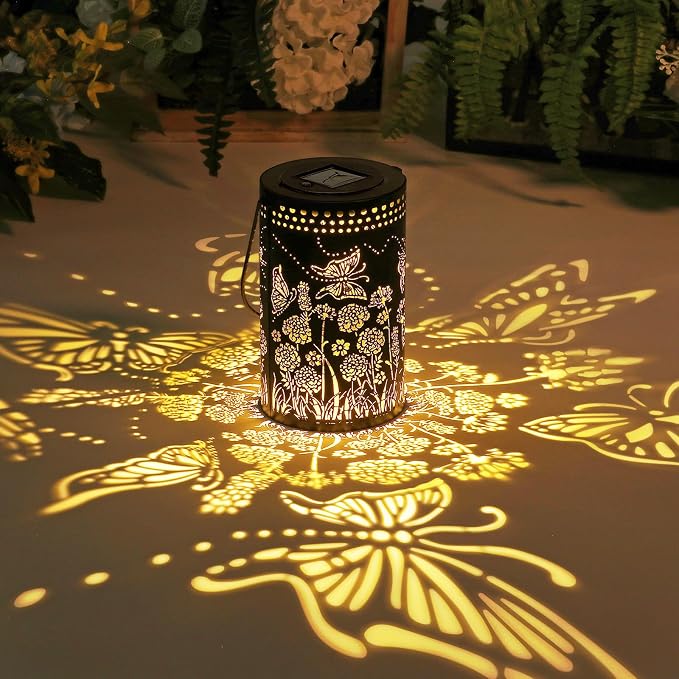 Butterfly Solar Lanterns Outdoor Waterproof, Metal Hanging Lantern by Season2Season