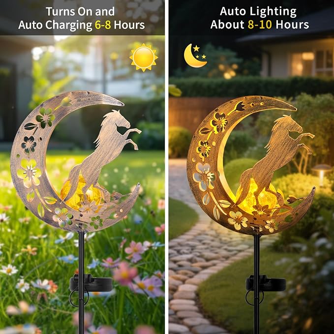 JOBOSI Solar Moon Horse Decorative Light Gift, Portable Decorative Ground Stake - Image 3