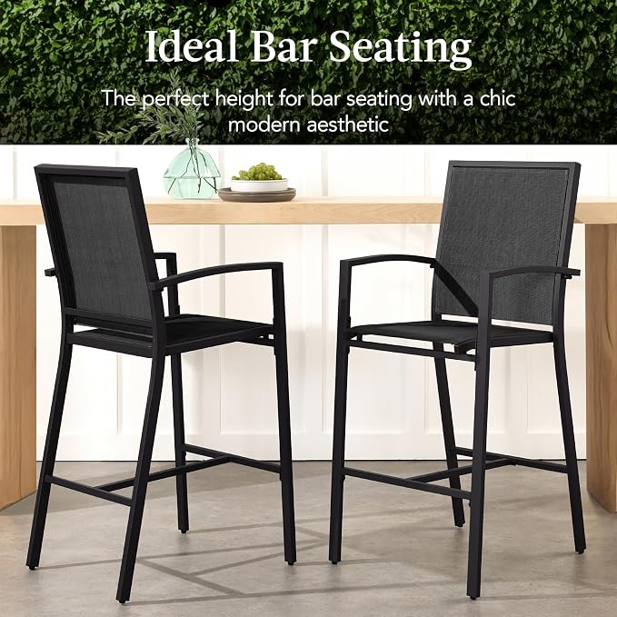 Best Choice Products Outdoor Bar Stools Set of 2, Bar Height, Patio Furniture - Image 3