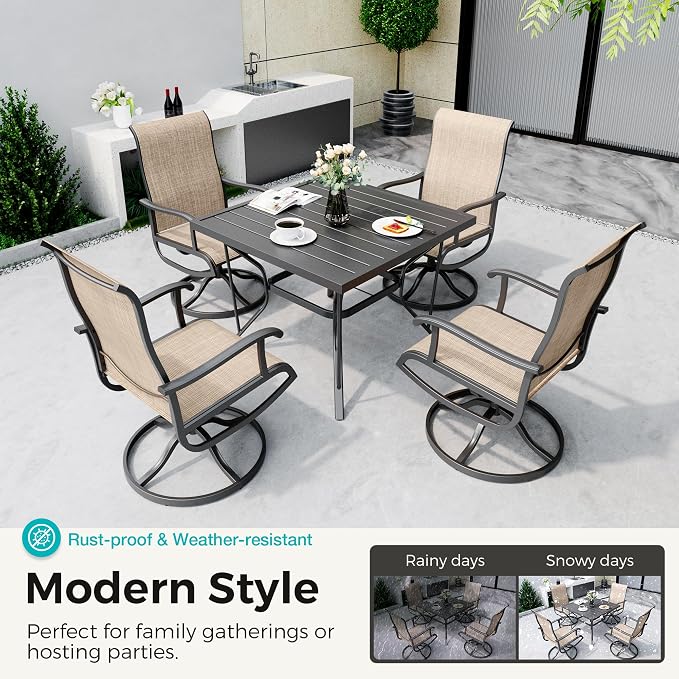 Pamapic Textilene Outdoor Dining Chair 1 Piece - Image 3