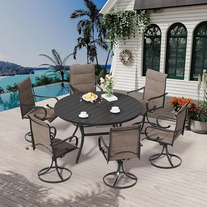 MELLCOM 53'' Round Outdoor Dining Table - Image 3