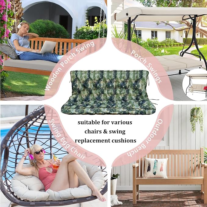 2-3 Seat Swing Replacement Cushion, Outdoor Bench Cushions - Image 7