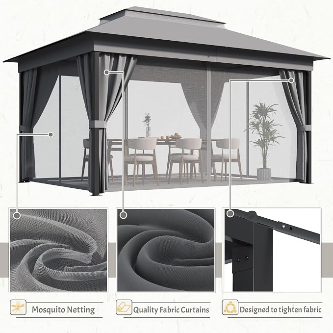Devoko Outdoor Gazebo for Patio 10'x 13' Heavy Duty Metal Frame Canopy - Image 6