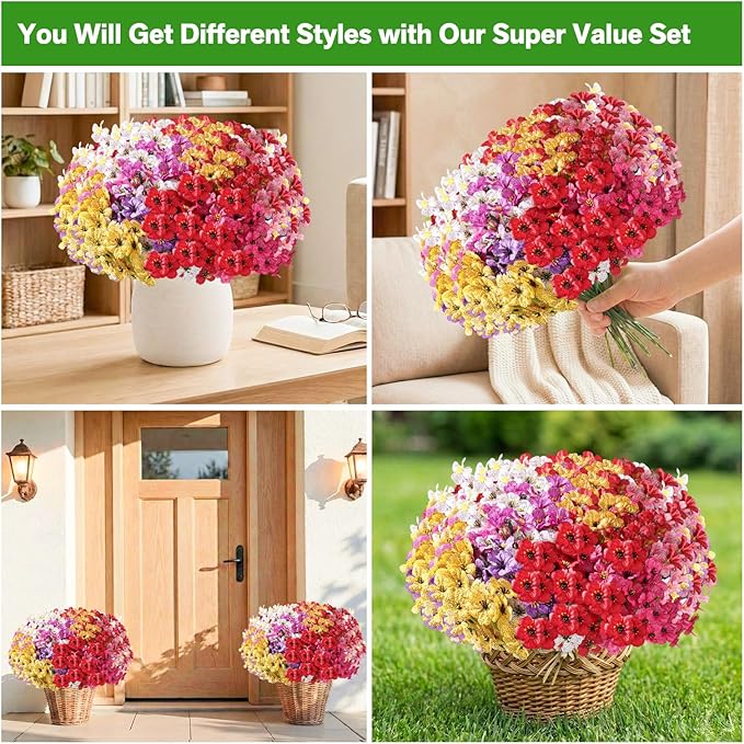 60 Pack Artificial Flowers Outdoor, Faux Silk Flowers - Image 3