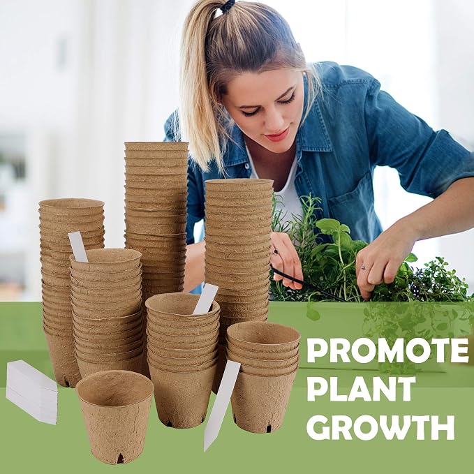 winemana 100 Pack Seed Starter Tray Kit, Biodegradable Peat Pots - Image 7