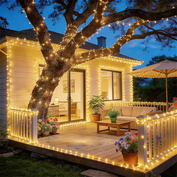 KNONEW 403ft 1000 LED Christmas String Lights Outdoor 8 Modes & Timer Fairy - Image 5
