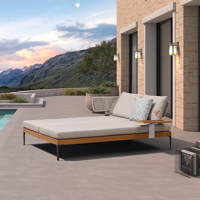 PURPLE LEAF Outdoor Daybed Patio Loveseat Sofa 2-Person Aluminum Chaise Lounge - Image 2