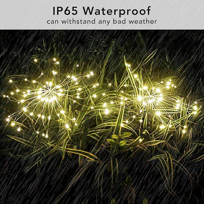 FOOING 6 Pcs Solar Garden Lights Solar Firework Lights, 200 LED String Light 2 - Image 5