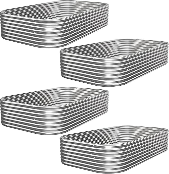 4 PCS 4x2ft Galvanized Raised Garden Bed Outdoor, Metal Garden Bed by Mostmahes