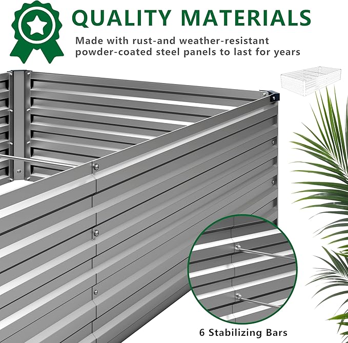 12x2x1.5FT Galvanized Raised Garden Bed, Vegetable Boxes-Rectangle Metal Flower - Image 4