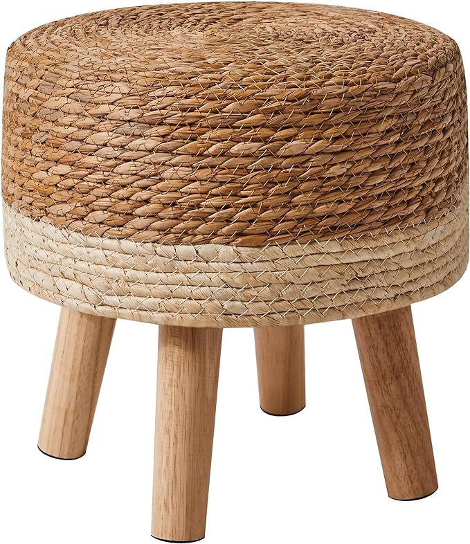 YMYNY Foot Stool Natural Seagrass Hand Weave, 12.6" Small Ottoman, Round by High-qualityhomefurnishing