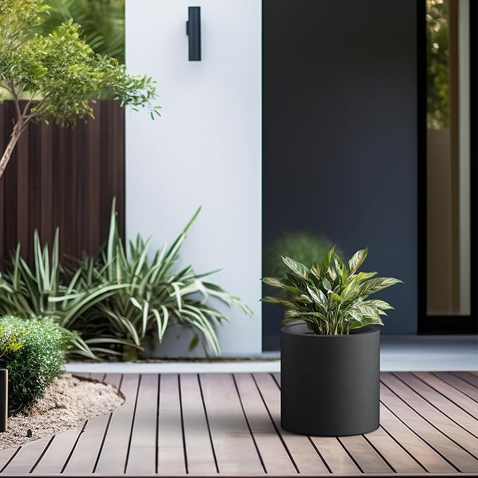 Kante 12.6" Dia Round Concrete Planter, Modern Style Large Cylindrical Plant Pot - Image 4