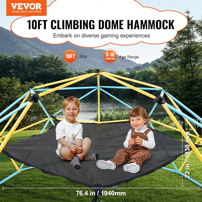 VEVOR Climbing Hammock for 10ft Dome, Load-Bearing 350 Pounds, Pentagon Jungle - Image 2