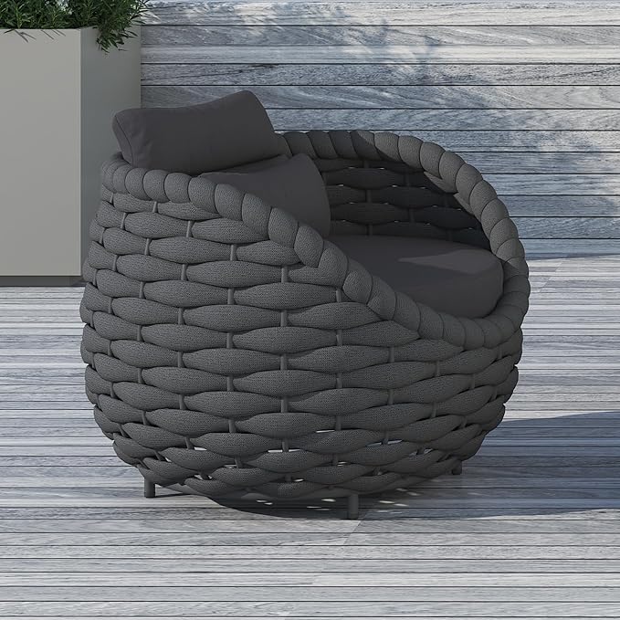 TWT Outdoor Couch All-Weather Textilene Rope Outdoor Chairs Set of 2 - Image 8