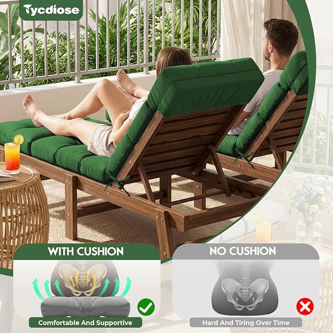 All Weather Chaise Lounge Cushions Outdoor 74.4 x 22 x 4 Inches Lounge Chair - Image 2