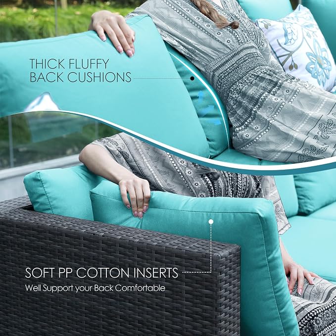 NICESOUL 13 Piece Outdoor Sectional w/Fire Pit Table, Luxury Modular Patio - Image 9