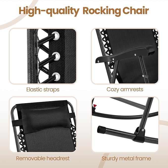 Yaheetech 26in Rocking Chair Outdoor Zero Gravity Folding Chairs Rocking Chairs - Image 8