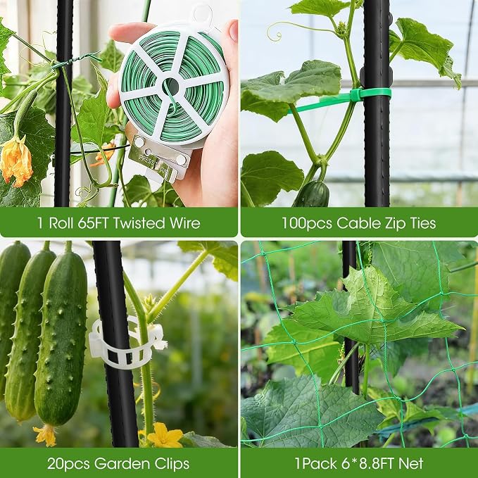 Cucumber Trellis for Raised Bed, U-Shape Garden Trellis for Climbing Plants - Image 8