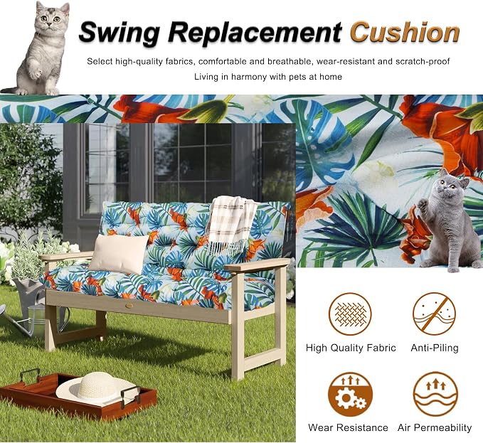 2-3 Seat Swing Replacement Cushion, Outdoor Bench Cushions - Image 2