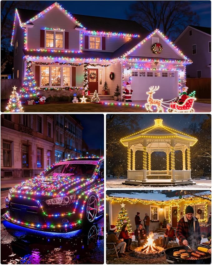 ICRGB Solar Rope Lights Outdoor, 66Ft 200LED 1800mAh Christmas String Lights - Image 6