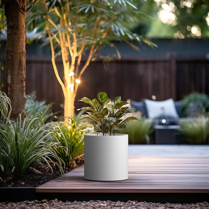 Kante 12.6" Dia Round Concrete Planter, Modern Style Large Cylindrical Plant Pot - Image 3