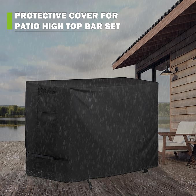 Patio High Top Table and Chairs Cover, Outdoor Bar Height Patio Dining Set Cover - Image 6