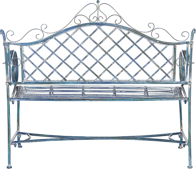 Safavieh PAT5017C Outdoor Collection Abner Antique Blue Wrought Iron 46-inch - Image 5