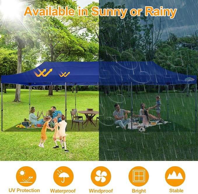 COBIZI 10x30 Pop Up Canopy Without Sidewall, Heavy Duty Canopy UPF 50+ All - Image 7