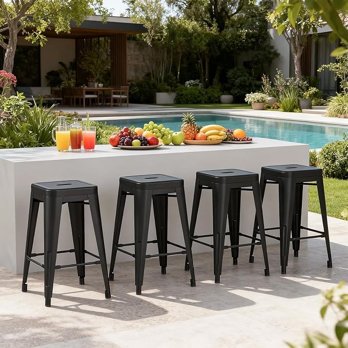 Stackable Metal Bar Stool Backless Indoor-Outdoor Counter Stools Fullmetal - Image 2