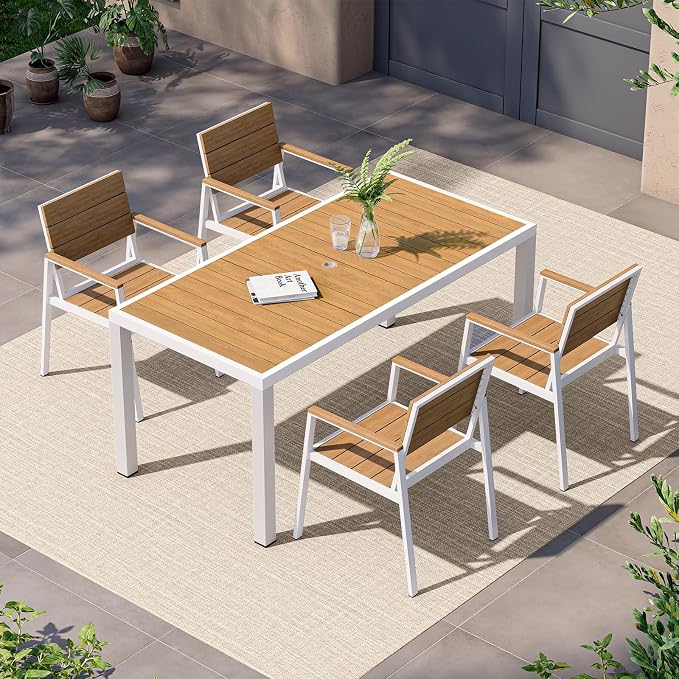 5-Piece Outdoor Dining Set, Aluminum Dining Table Set by Vexwalx
