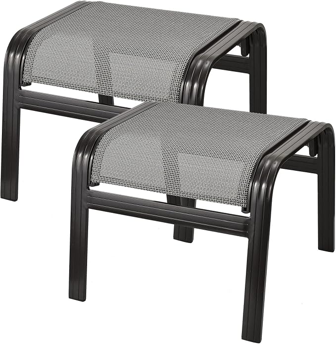 Patio Ottomans Outdoor Foot Rest Aluminum Patio Footstool Samll Seat Wicker by Deguifei