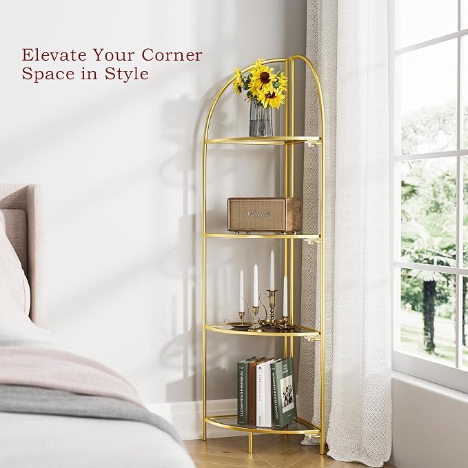 Crofy Foldable 4 Tier Corner Shelf, Metal Corner Plant Stand - Image 4