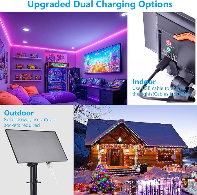 Solar Rope Lights Outdoor Waterproof, 99Ft 300 LED String Light Fairy Solar - Image 3