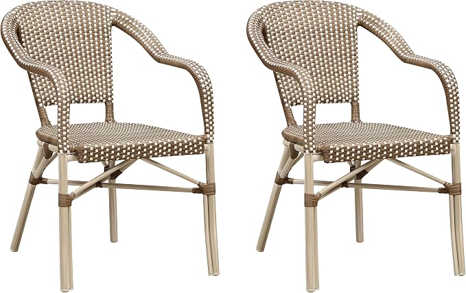 PURPLE LEAF Dining Chair Set of 2 Outdoor French Bistro Chairs Hand-Woven by PURPLELEAF
