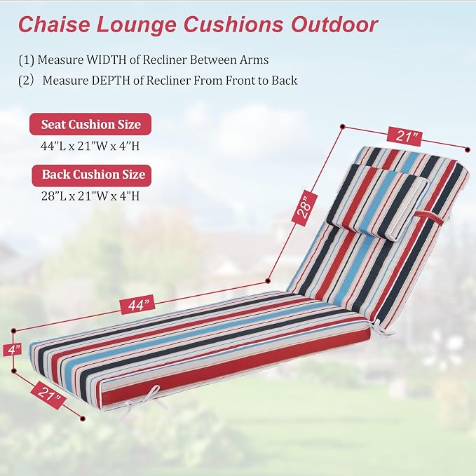 Chaise Lounge Cushions Outdoor 72x21x4 Inch, Patio Lounger Chair Cushion - Image 2