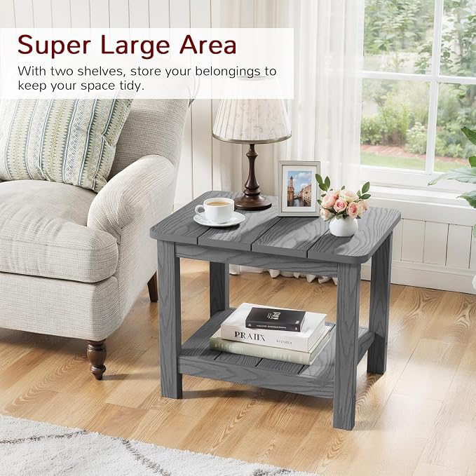 Stoog All-Weather Patio Side Table, 2-Tier Rectangular Outdoor Side Table - Image 7