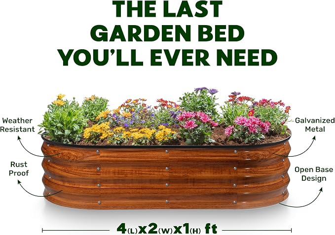 Plant & Plot Galvanized Raised Garden Beds Outdoor // 4×2×1 ft Planter Raised - Image 4