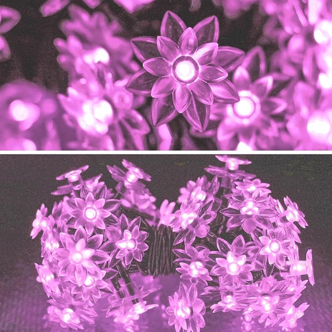 ITICdecor Solar Flower String Lights Outdoor Waterproof 50 LED Upgraded Flower - Image 6