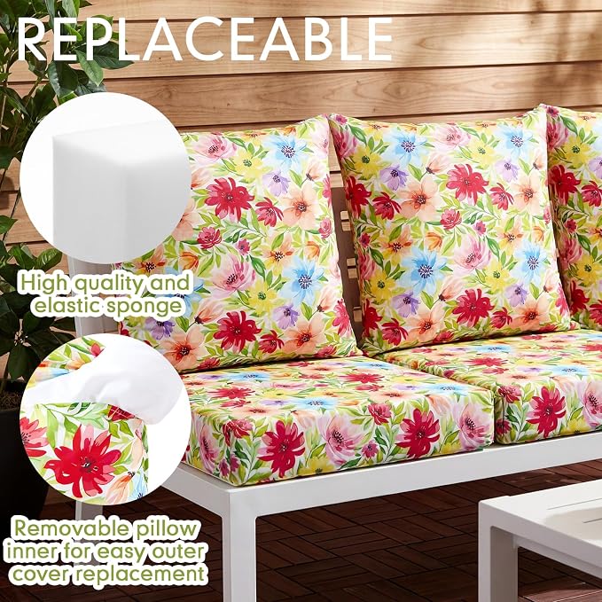 Hoteam 4 Set Outdoor Chair Patio Cushions 20 x 20 Inch Deep Seat Waterproof - Image 4