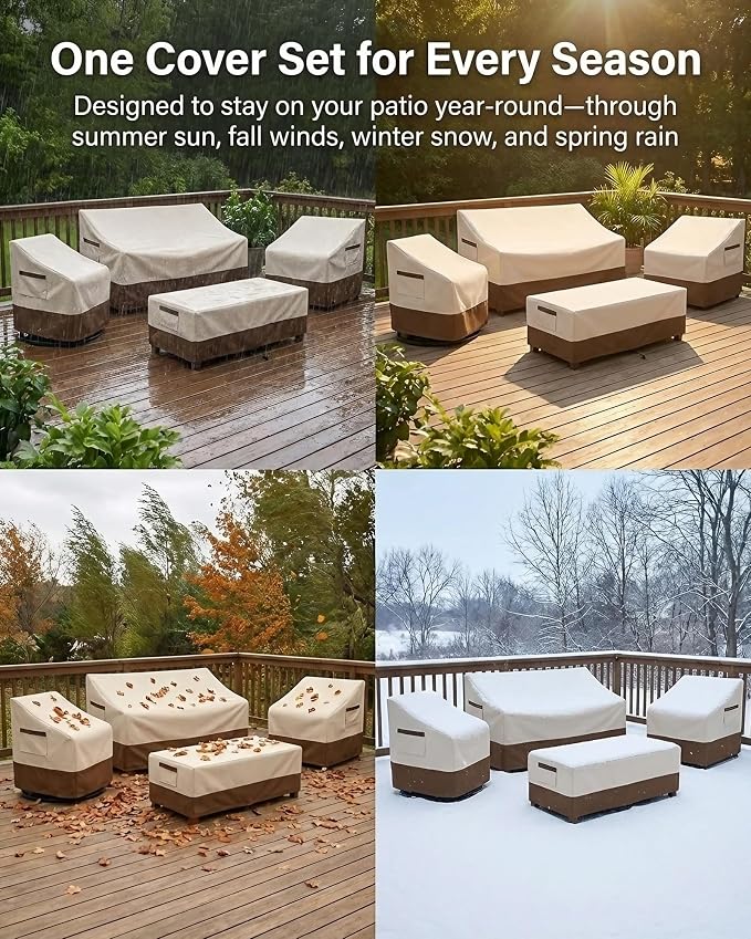 4-Piece Patio Furniture Cover Set, Waterproof Outdoor Furniture Covers - Image 9